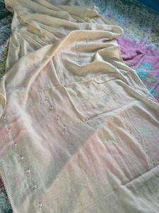 Off White Stole With Bead Work