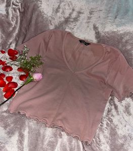 Cute Pink Ruffle Crop Top