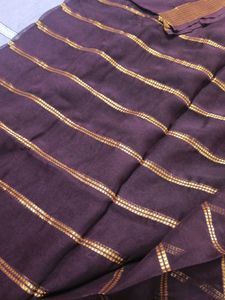 Elegant Brown Striped Saree