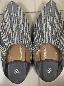 Grey Embellished Mules