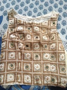 Boat Neck Blouse/Top Embroidered Mirror Style