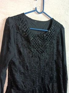 Trendy Lace Top Layered Flarsd Black 🖤