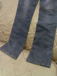 Distressed Black Wash Flare Jeans
