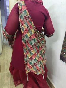 Maroon Indian Gown with Shiny Dupatta