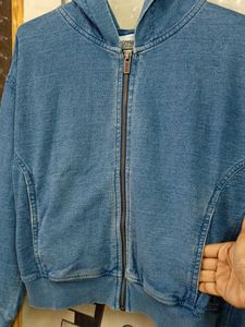 Blue Denim Zip-Up Hoodie
