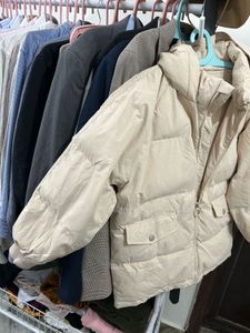 Beige Puffer Jacket with Hood