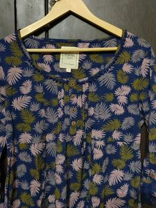 Beacan Cove Blue Green Palm Print Mini Dress