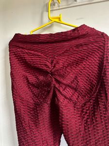 Textured Maroon Leggings
