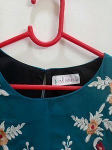 Embroidered Teal Top