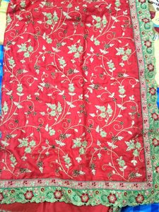Red Embroidered Saree