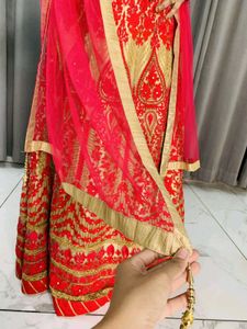 Ethnic Wedding Gown With Duppata And Lagging
