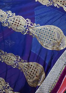 Elegant Blue &amp; Gold Embroidered Saree