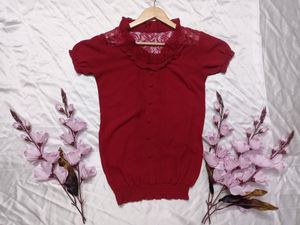 Maroon Ruffled Top
