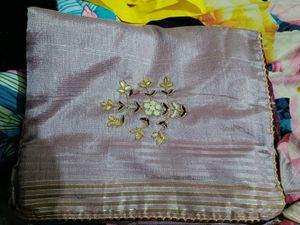 New Embroidered Saree With Attach Blouse Piece