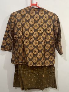 Golden Printed Dhoti Pant &amp; Jacket Set