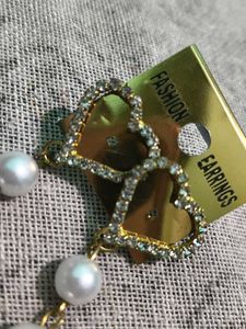 Heart Pearl Drop Earrings