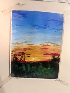 A sunset acrylic aesthetic painting