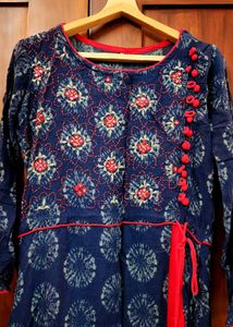 Blue &amp; Red Tie-Waist Maxi Dress