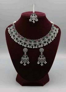 Oxidized Silver Peacock Jewelry Set