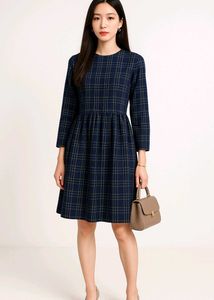 Korean plaid Pleated Dress
