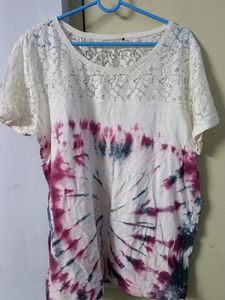 Lace Top With Tie Dye Design