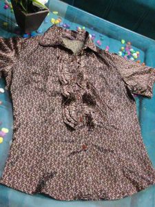 Patterned  Shirt Brown Top