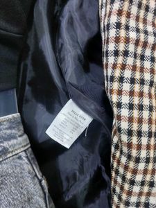 Checkered Blazer with Black Accents