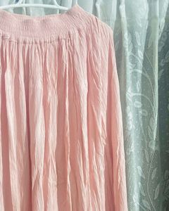 Pink Crinkled A-line Skirt