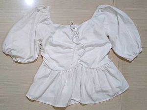 White Ruffle Crop Top
