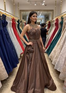 Elegant Purple Embroidered Gown