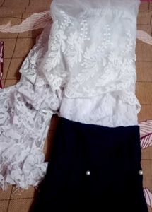 Elegant Navy &amp; White Dress