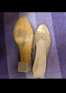 Gold Heels with Rhinestones