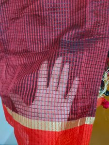 Double Colour Red Saree