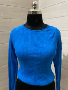 MANGO Blue Long Sleeve Pullover