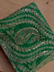 Green Sequin saree