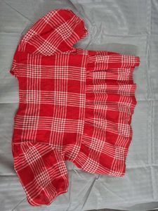 Red Plaid Peplum Tops