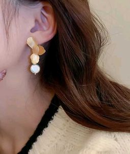 Flower With Pearl Anti Tarnish Earrings