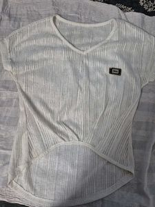 Sheer White V-Neck Top