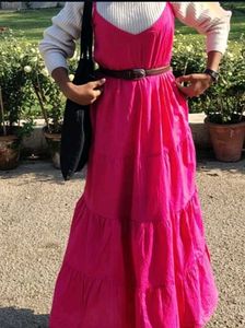 Pink Tiered Maxi Dress(Without Inner)
