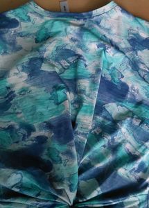 Blue Patterned Twist Front Top