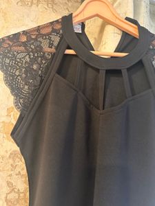 Black Embellished Lace Top, Bust- 32/34 Strechable