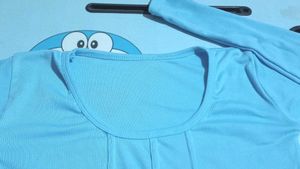 Blue Long Sleeve Crop Top