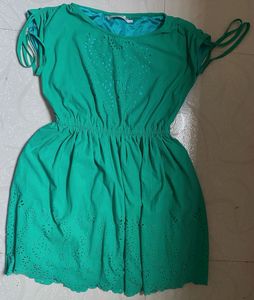 Cute Green Eyelet Mini Dress - Moon Basa