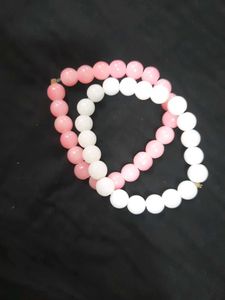 Pink And White Bead Bracelet