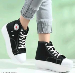 Black &amp; White High Top Platform Unisex Sneakers