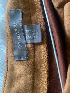Brown Suede Button-Front Mini Skirt