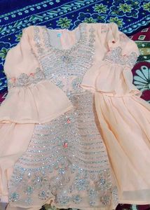 Peach Embellished Party Dress