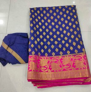Elegant Blue & Pink Saree