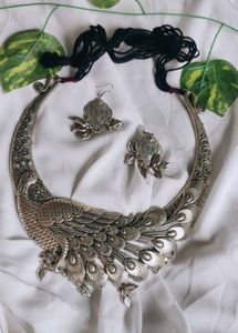 Royal Heritage Peacock German Silver Necklace Set