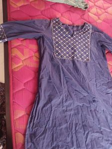 Blue Embroidered Tunic Dress